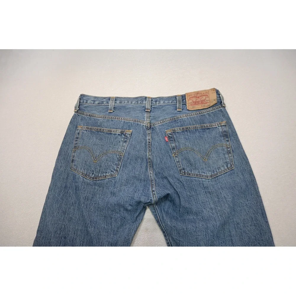 Levis 501 Original Jeans Mens 38x33 Blue Straight Button Fly Rugged Excellent